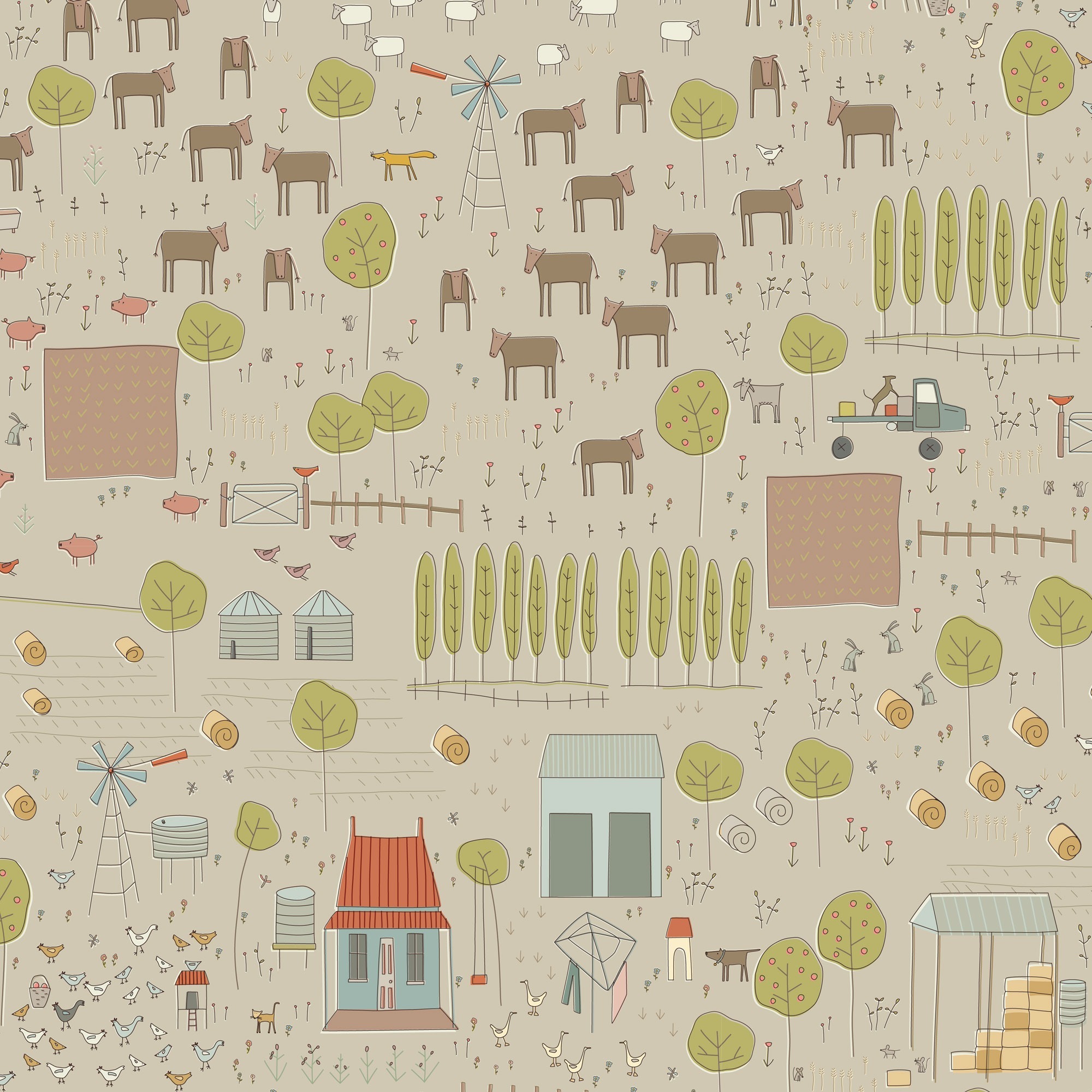 DV7731 Appleby Farm Farm Scene - Brown