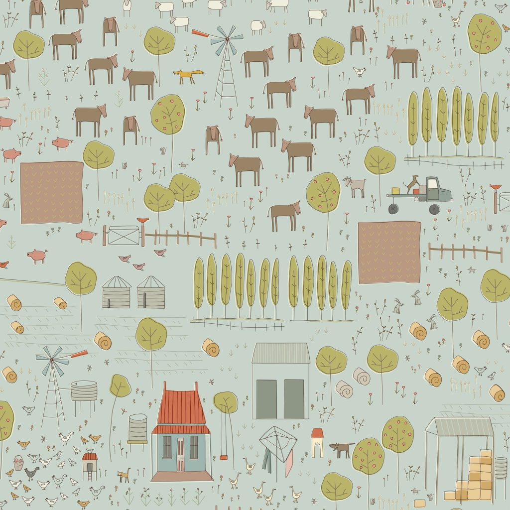 DV7732 Appleby Farm Farm Scene - Blue
